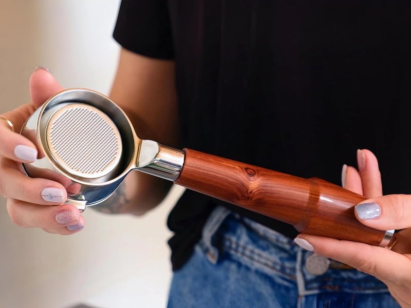 KNODOS 54mm Bottomless Portafilter Breville Compatible Rosewood Handle & Naked 18-21 Gram Filter Basket Included Fits Barista Express, Pro, Touch, Bambino Plus, Infuser, Duo Temp Pro Impress - Image 2